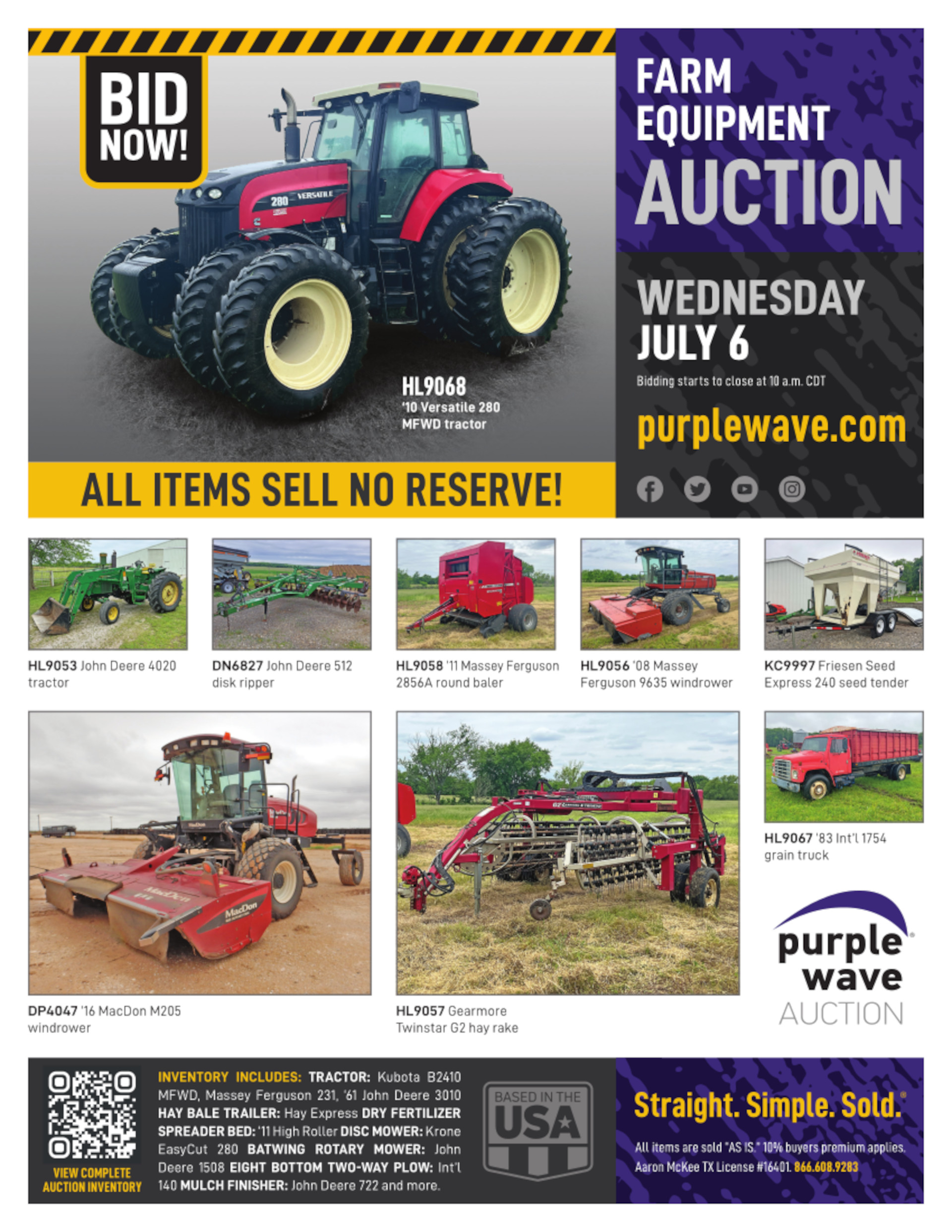 SOLD! Ag Equipment Auction Items Sold 762022 Purple Wave