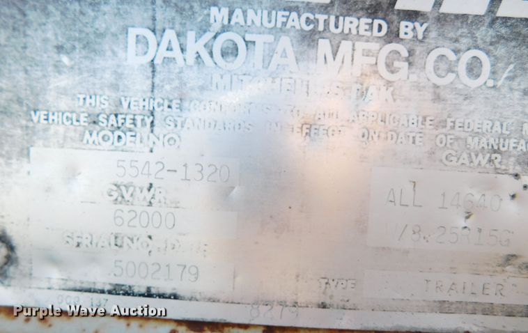 image for item DJ7649 1979 Trail-Eze 5542-1320  drop deck equipment trailer