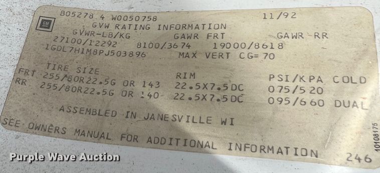 image for item KC9918 1993 GMC TopKick  applicator truck