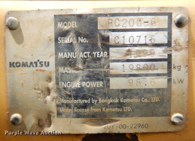 image for item DP4150 1999 Komatsu PC200-6B  excavator