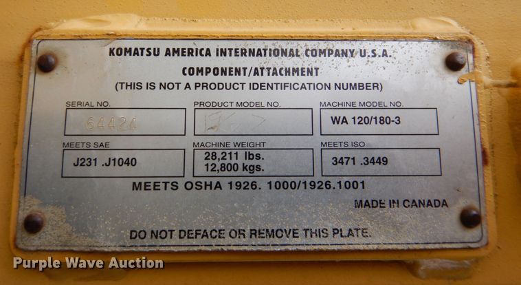 image for item DP4151 1999 Komatsu WA180-3L  wheel loader