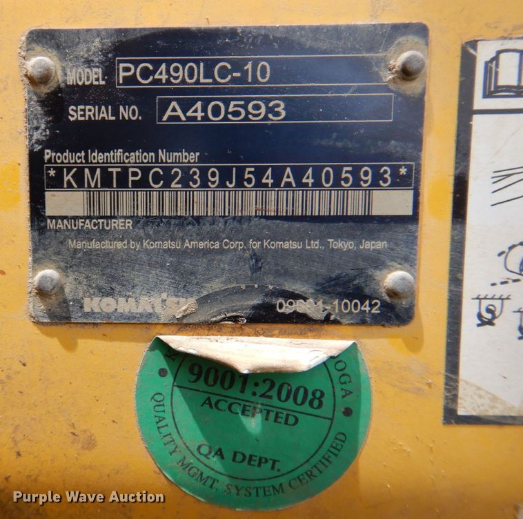 image for item DP4160 2014 Komatsu PC490LC-10  excavator