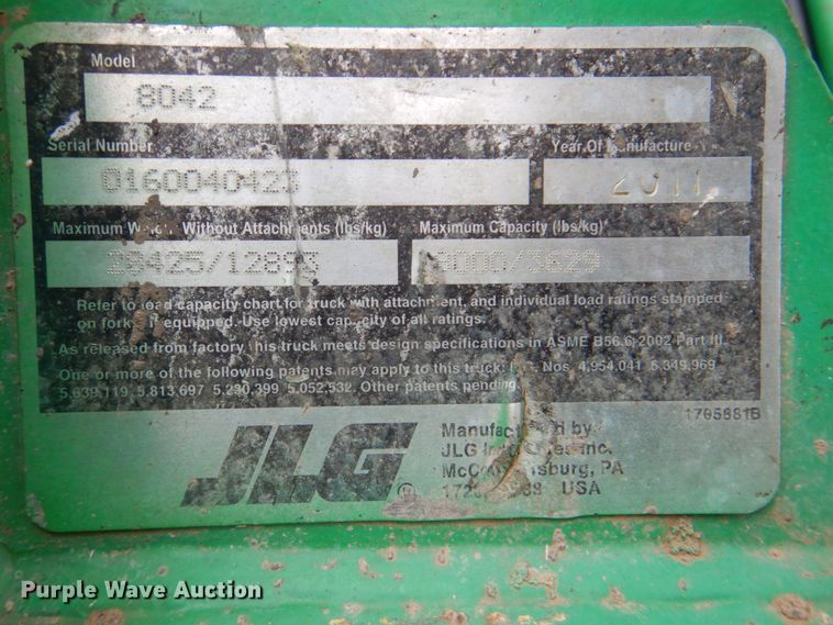 image for item DR1847 2011 JLG 8042  telehandler