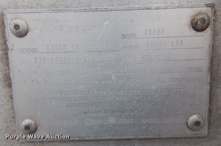 image for item DH8541 1996 Transcraft Eagle W2  flatbed trailer