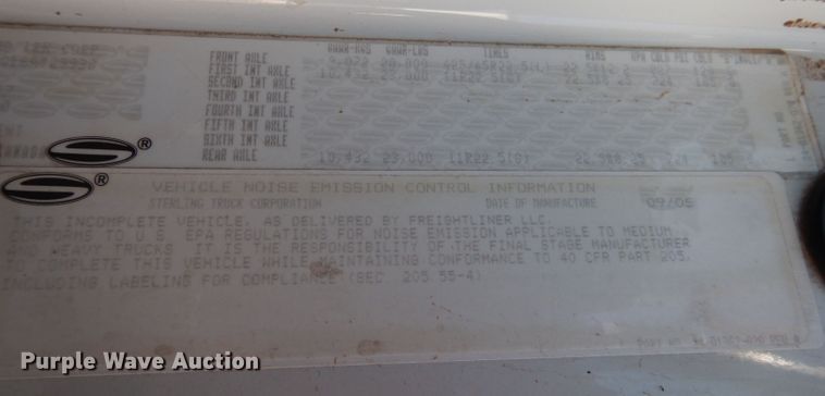 image for item DJ8959 2006 Sterling L9500  crane truck