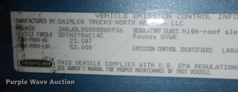 image for item DK0490 2016 Freightliner Cascadia 125  semi truck