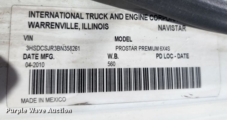 image for item DL6570 2011 International ProStar  semi truck