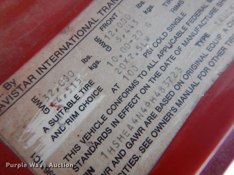 image for item DN0399 1993 International 8200  dump truck