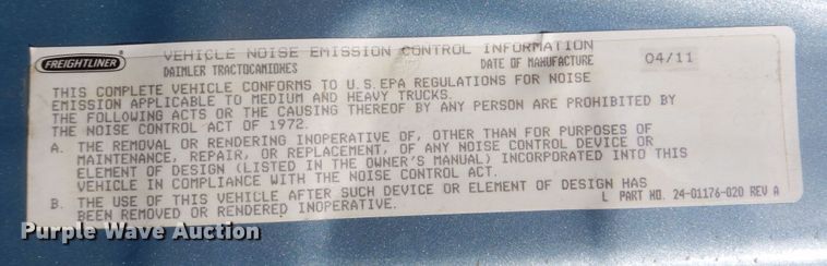 image for item DN7476 2012 Freightliner Cascadia  semi truck