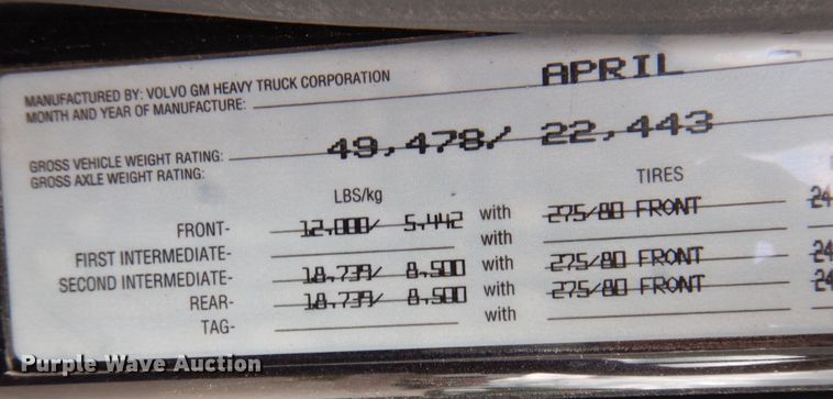 image for item DP5565 1999 Volvo VN  semi truck