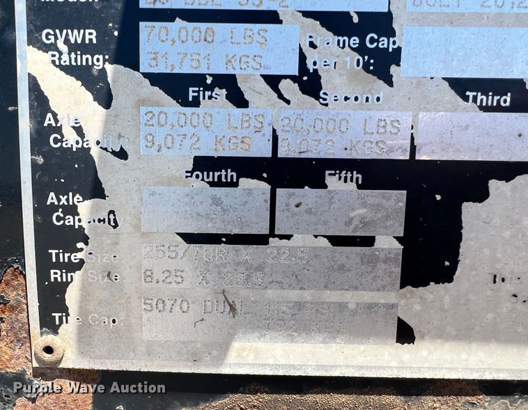 image for item DR1564 2012 Atoka 20-DDE-35-2  drop deck equipment trailer