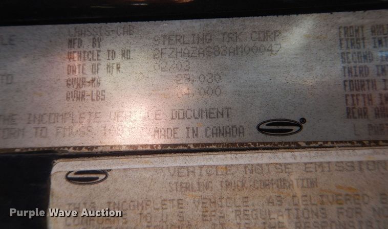 image for item DS8045 2003 Sterling Acterra  vacuum truck