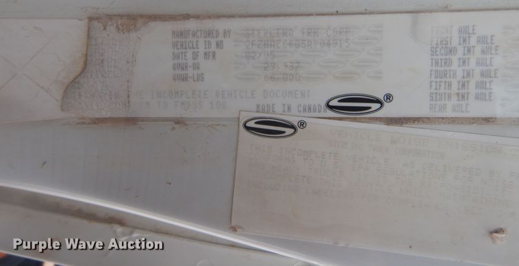 image for item KS9936 2005 Sterling LT9500  crane truck