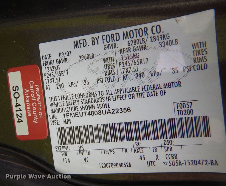 image for item DJ3832 2008 Ford Explorer Eddie Bauer  SUV