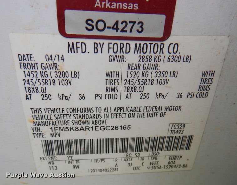 image for item DJ3833 2014 Ford Explorer Police Interceptor  SUV