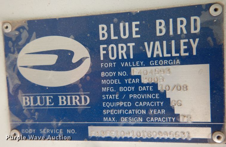 image for item DN0378 2009 Blue Bird All American FE  school bus