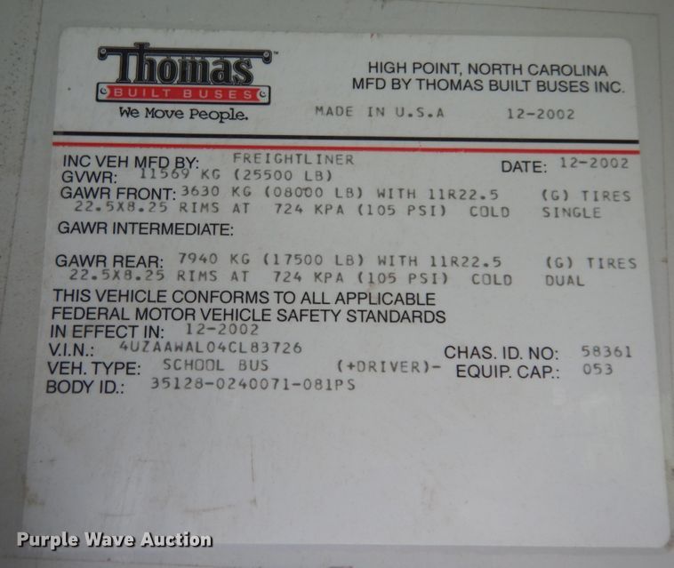 image for item DN1614 2004 Thomas  school bus