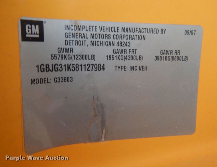 image for item DN7329 2008 Chevrolet Express 3500  school bus