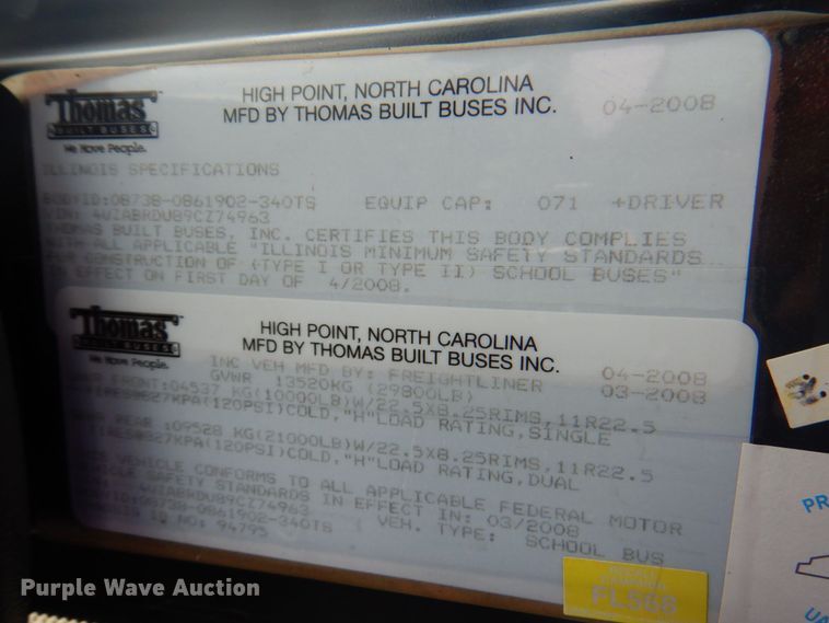 image for item DP4227 2009 Freightliner C2 Thomas Built  school bus