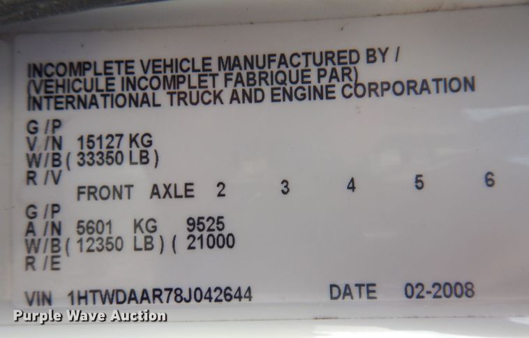 image for item DP5574 2008 International WorkStar 7400SFA  dump truck