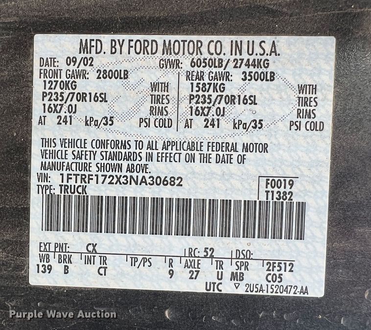 image for item DS8267 2003 Ford F150  pickup truck