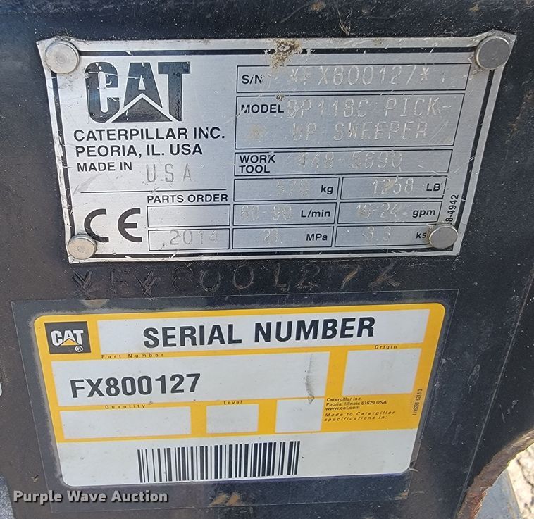 image for item JG9863 Caterpillar BP118C  skid steer sweeper