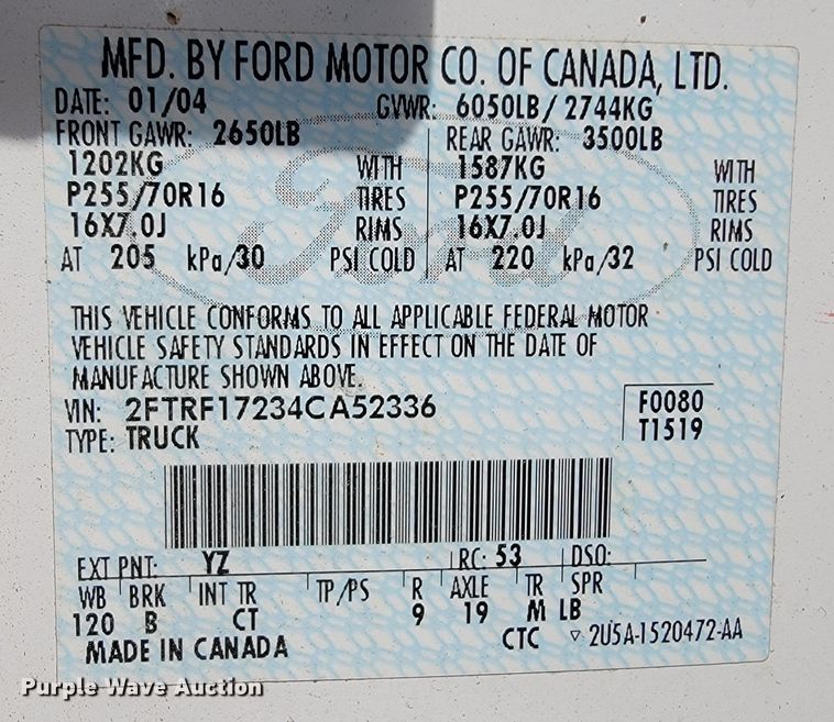 image for item JL9419 2004 Ford F150