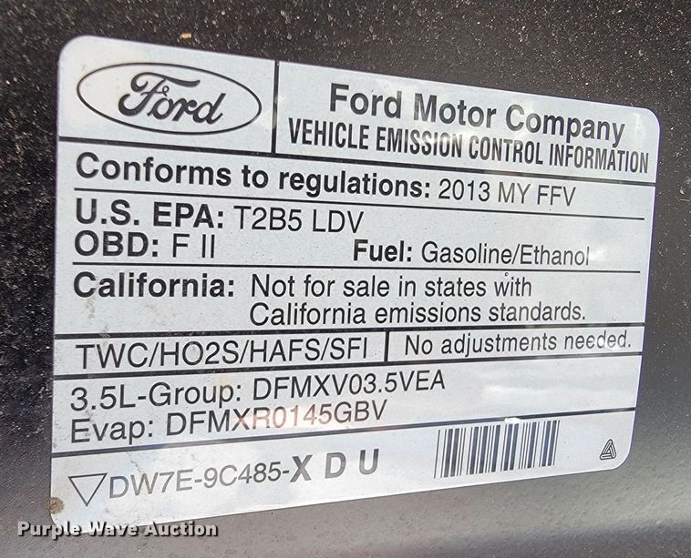 image for item JL9422 2013 Ford Taurus Police Interceptor