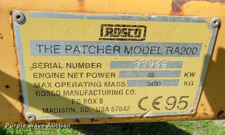 image for item KA9296 1999 Rosco RA2000  pot hole patcher