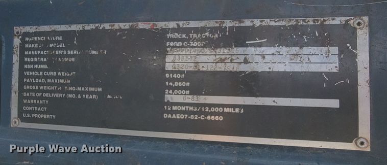 image for item KA9297 1983 Ford C700  dump truck