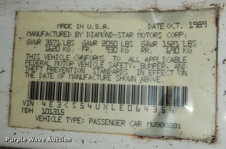 image for item KM9524 1990 Eagle Talon