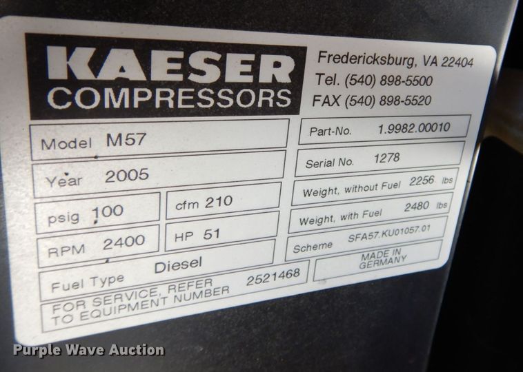 image for item KR9266 2005 Kaeser M57  air compressor