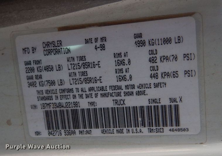 image for item KS9908 1998 Dodge Ram 3500  Quad Cab brush fire truck