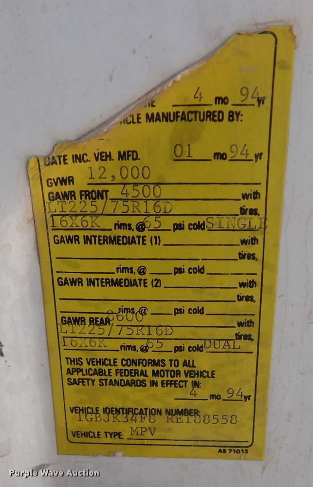 image for item KS9909 1994 Chevrolet K3500  ambulance