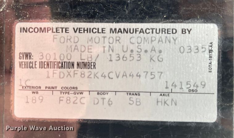 image for item LF9010 1982 Ford F800  pumper fire truck