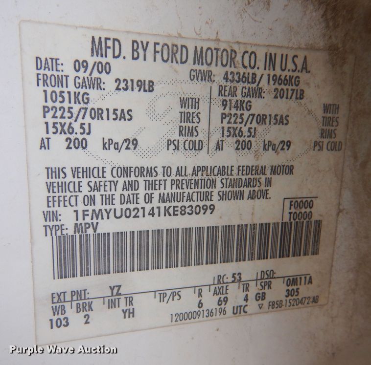 image for item LP9376 2001 Ford Escape XLS  SUV