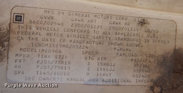 image for item LS9243 1991 Chevrolet Astro  van