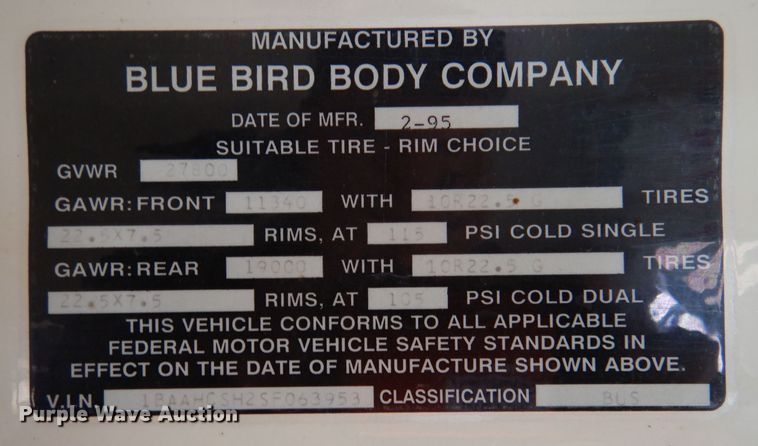 image for item LS9244 1991 Blue Bird  school bus