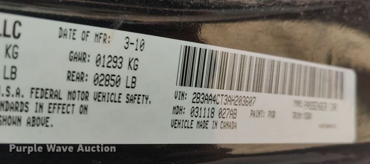 image for item LU9075 2010 Dodge Charger