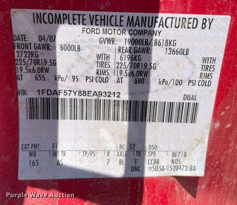 image for item DJ5209 2008 Ford F550 Super Duty  vacuum truck