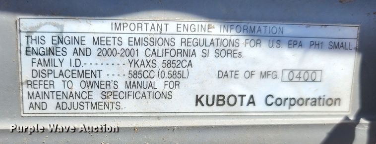 image for item DL6583 Kubota TG1860G  lawn mower