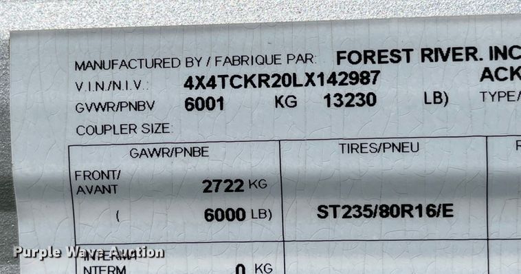 image for item DN7434 2020 Cherokee Forest River Patriot  camper