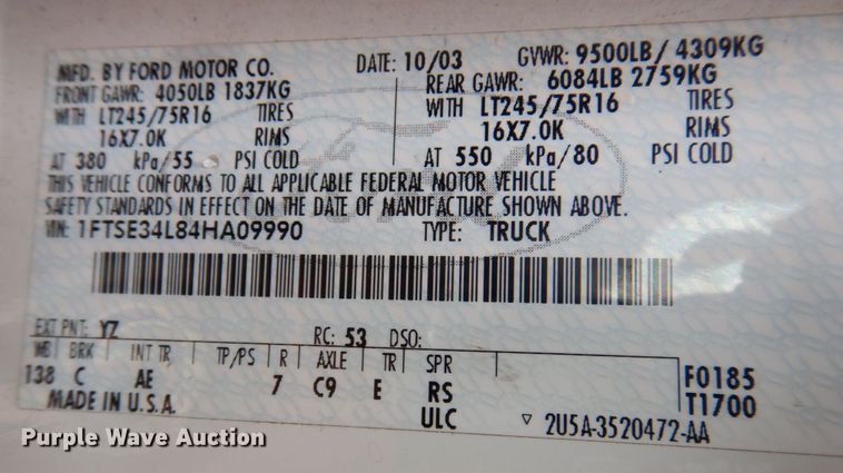 image for item DP5571 2004 Ford E350 Super Duty  van with bucket lift