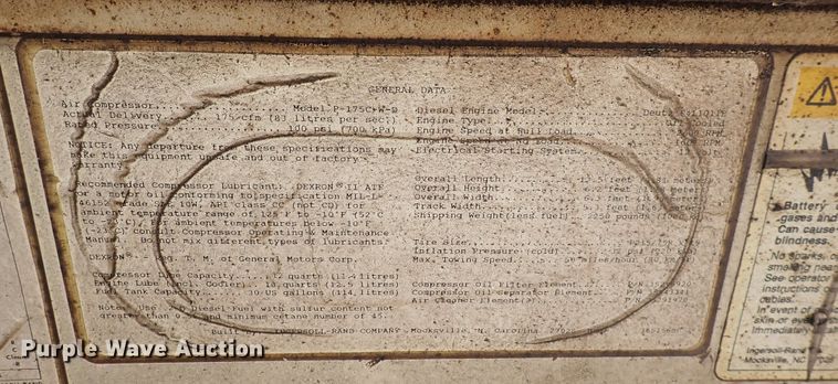 image for item DS7098 Ingersoll Rand 175  air compressor