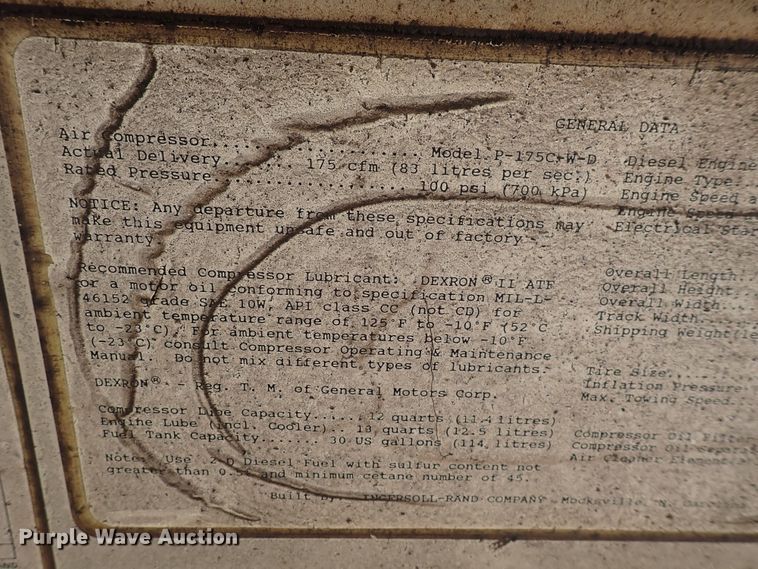 image for item DS7098 Ingersoll Rand 175  air compressor