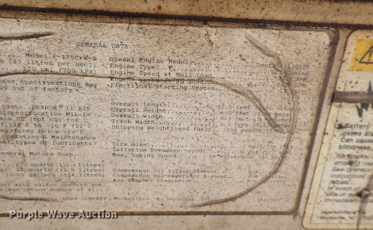 image for item DS7098 Ingersoll Rand 175  air compressor