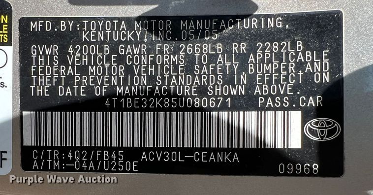 image for item DS8357 2005 Toyota Camry