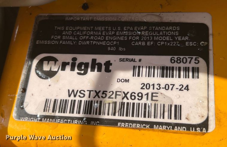 image for item HL9111 2013 Wright Stander X  ZTR lawn mower