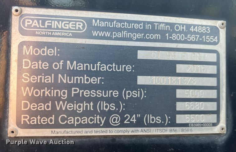 image for item HL9159 2015 Palfinger GT55EPR  forklift