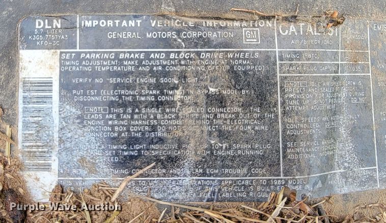 image for item JL9407 1989 Chevrolet K1500  pickup truck